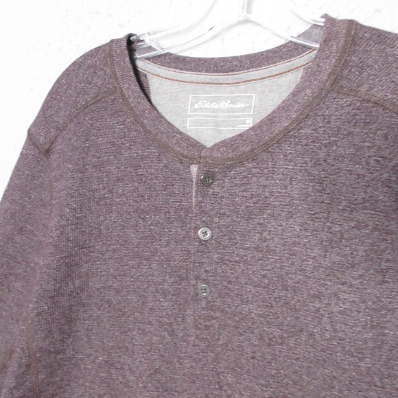 Eddie Bauer Other - Eddie Bauer Henley Shirt‎ Men Brown Waffle Knit Button Preppy Base Layer Comfort